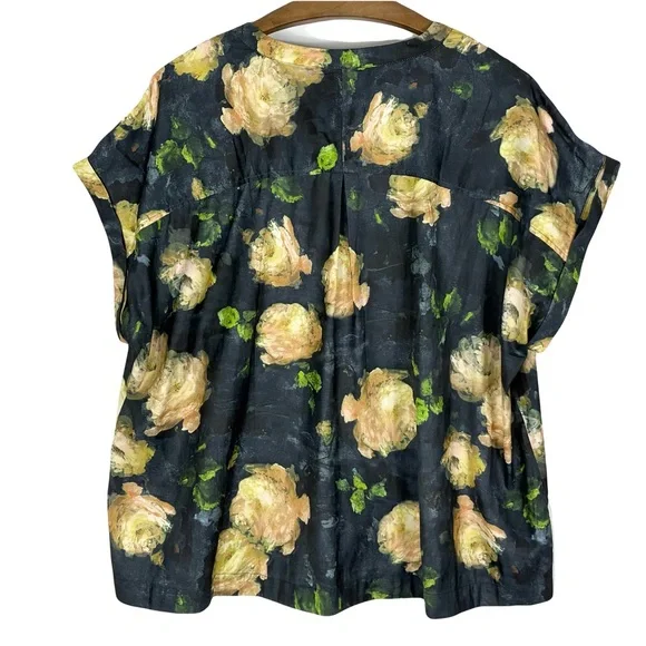 Nwot Tahari Floral Blouse 3X Plus Size Short Sleeve Boho Retro Summer Coastal - Picture 2 of 7
